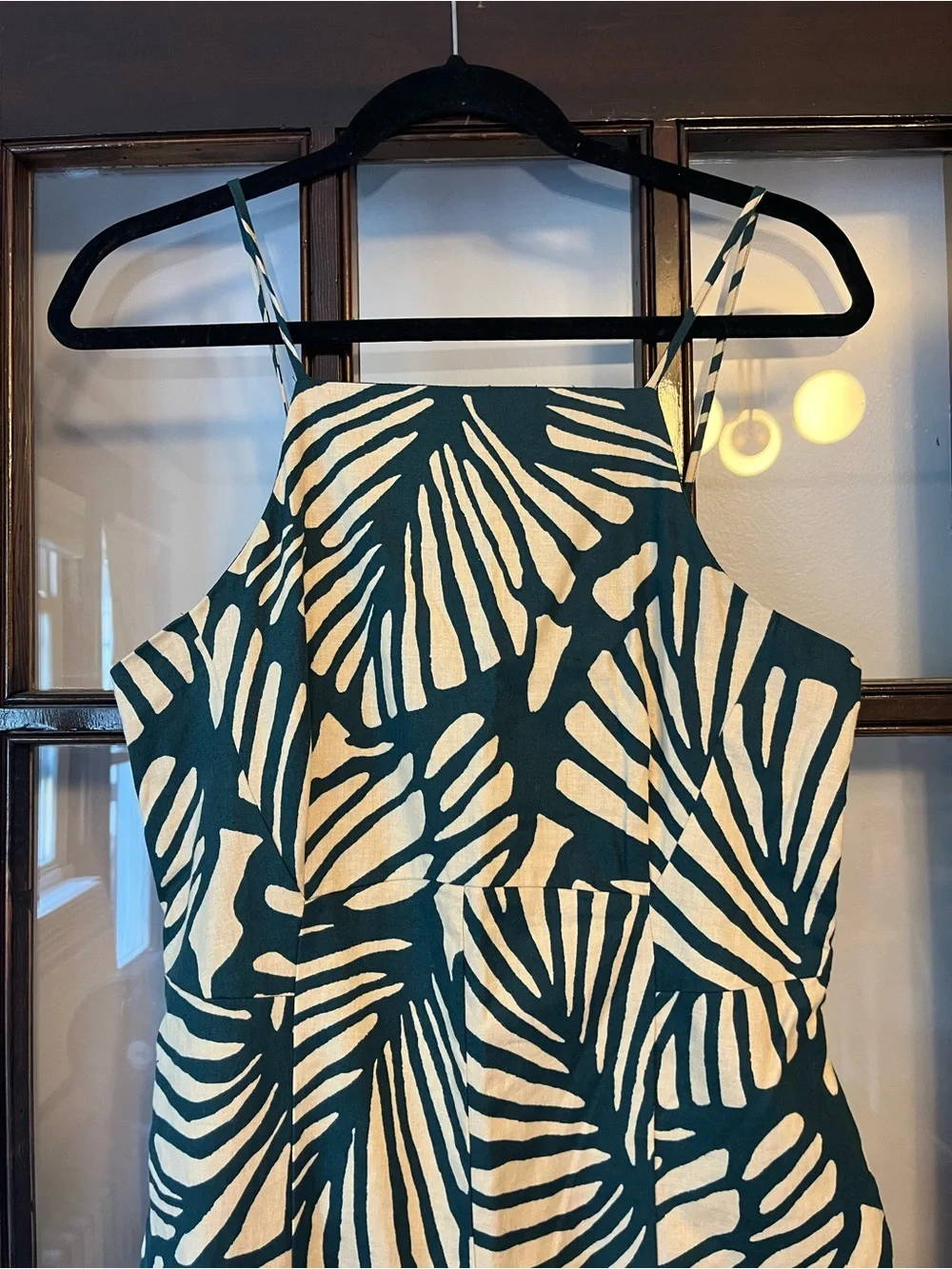NWT! Banana Republic Wide-Leg Palm Print Jumpsuit in Green & Cream